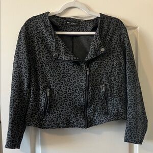 Bagatelle Women's Gray Leopard Leather Jacket